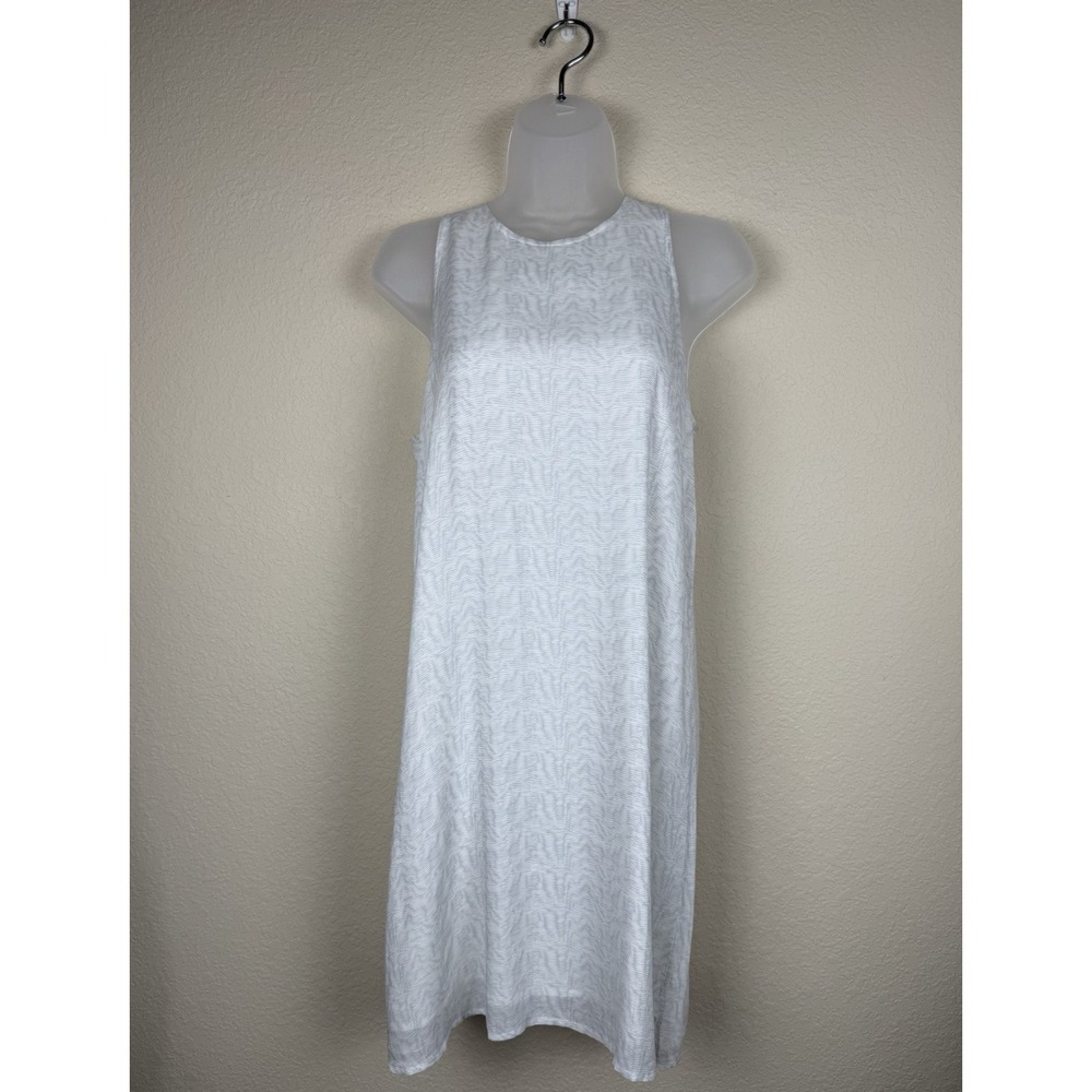 James Perse White and Grey Lined Tank Dress Quiet Luxury Minimalist Sz M